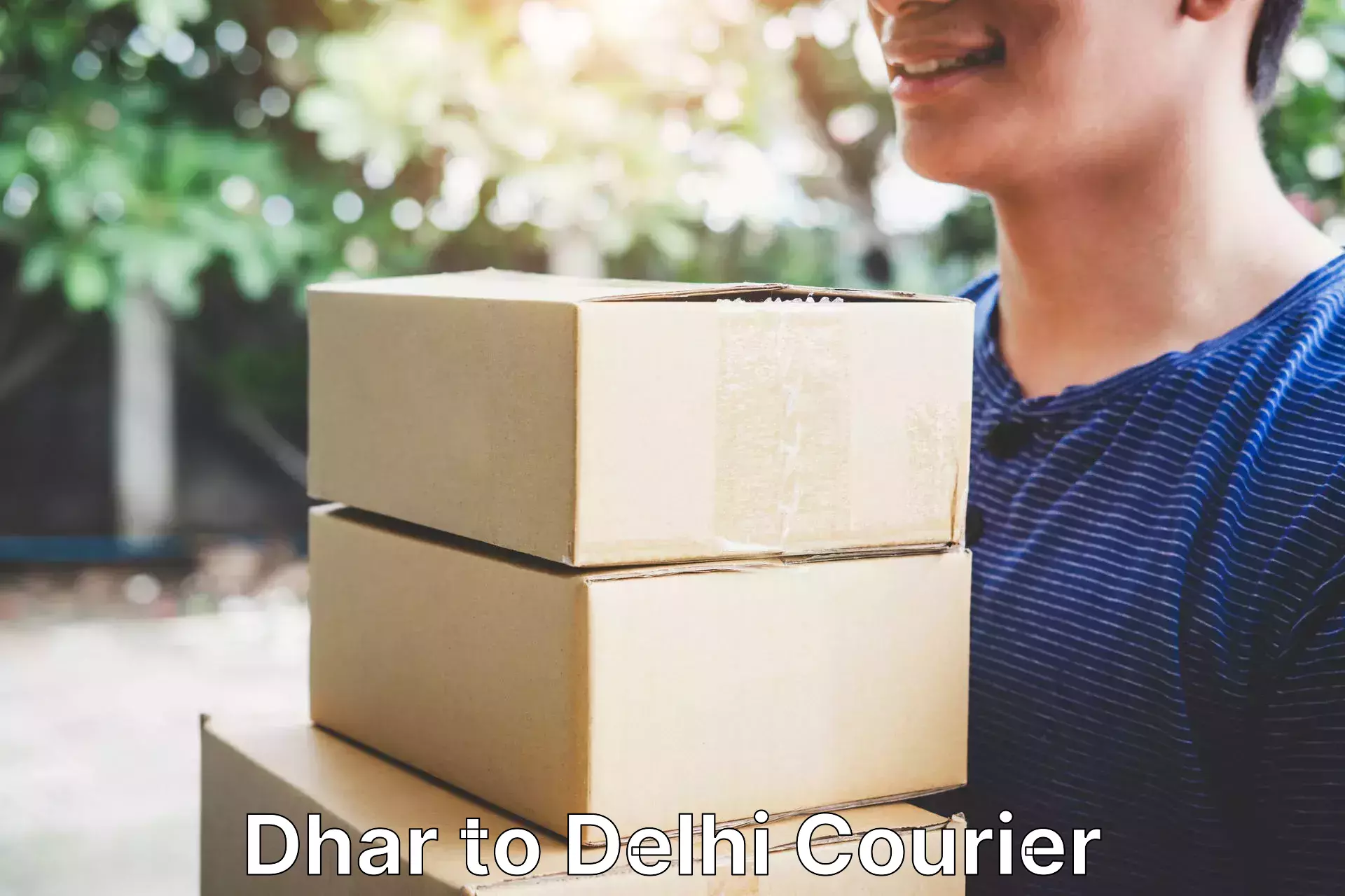 Return courier service Dhar to Indraprastha