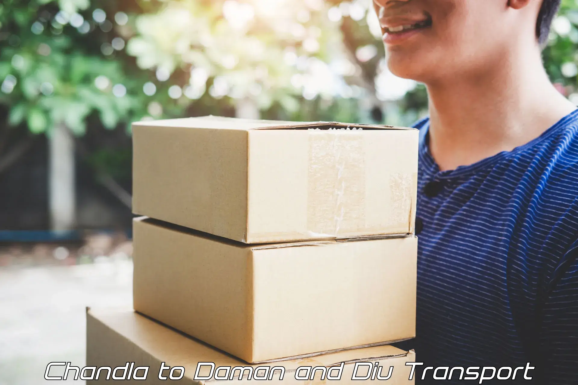 Parcel transport services Chandla to Daman and Diu